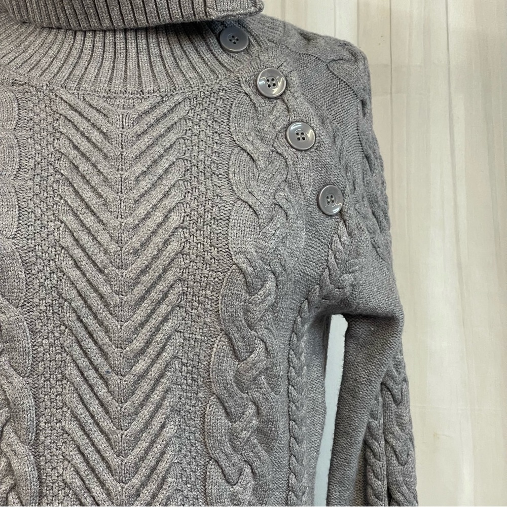 Bargain Cable Gray Turtleneck Sweater Dress - Picture 6 of 8